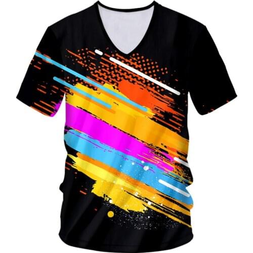 IFPD EU/US Size New V-neck TShirt Women And Man 3D Paint Color Fashion Printed Tshirt Female Tee Shirt Plus Size Clothes T-shirt