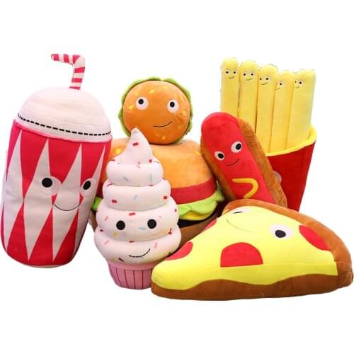 1pc Funny Food Pillow French Fries Pizza Plush Toys Stuffed Soft Food Pillow Sofa Pillow Cushion Kids Toys Girls Birthday Gifts