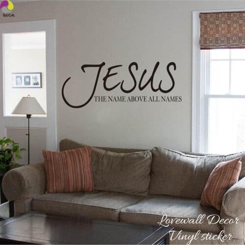 Jesus Name Above All Names Saying Wall Sticker Living Room Bedroom Bible Verse Quote Wall Decal Vinyl Home Decor Art Mural