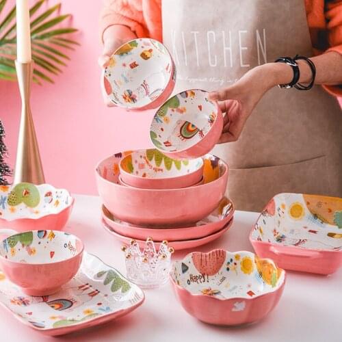 Creative Cartoon Christmas Ceramic Bowl Tableware Household Baking Plate Soup Bowl Salad Bowl Personalized Plate Dishes Set