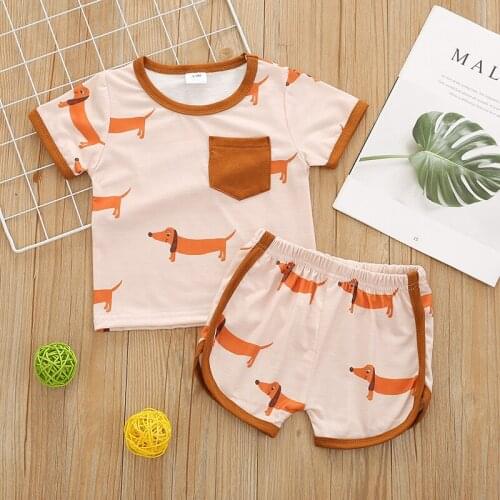 Summer Newborn Infant Baby Boys Girls Set Casual Suits T-shirt + Shorts Suits Clothes