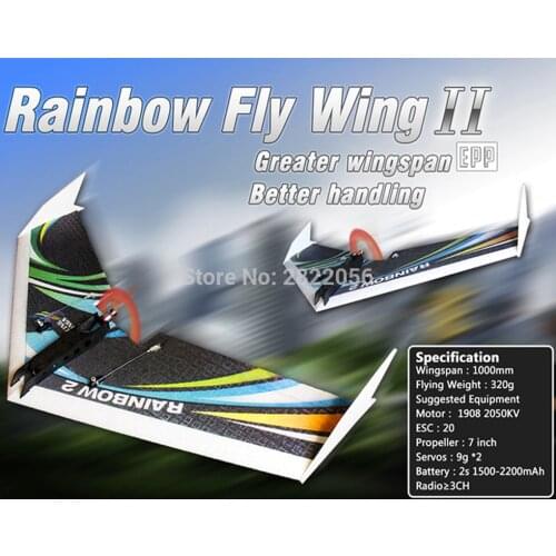 RC Plane EPP Airplane Model DW HOBBY Rainbow Fly Wing 1000mm Wingspan Tail push version RC Airplane Kit Free shipping