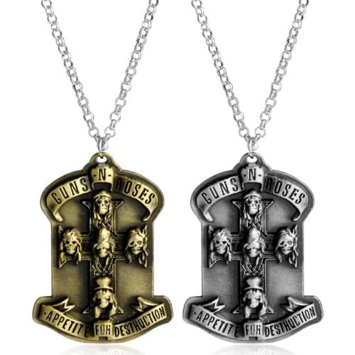 MQCHUN 2018 Music Band GnR Guns N Roses Necklace Cool Fans Pendant Fashion link chain Necklaces Friendship Gift Jewelry