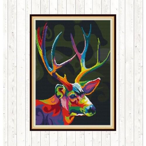Colorful Deer Chinese Cross Stitch Kits 14ct 11ct Count DIY Handmade Needlework DMC Thread Embroidery Cross Stitch Kit