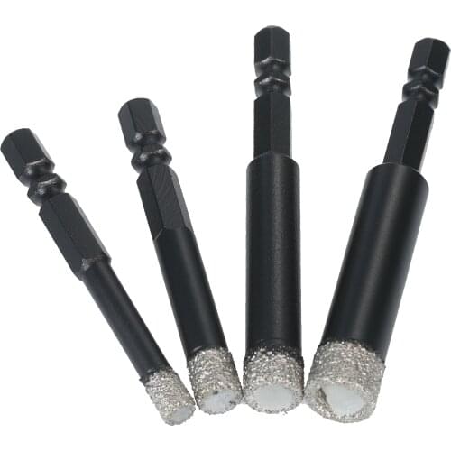 KKmoon Dry Diamond Hole Saw 4-Piece Drill Bit Set 6mm 8mm 10mm 12mm with Hex Head Cooling Wax for Porcelain Tile Hole Saw