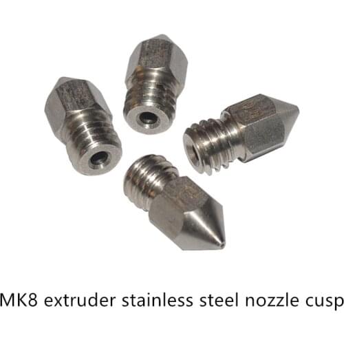 3D Printer stainless steel nozzle cusp 0.2mm 0.3mm 0.4mm 0.5mm extruder print head for 1.75mm Consumables MK8 Makerbot 10pcs
