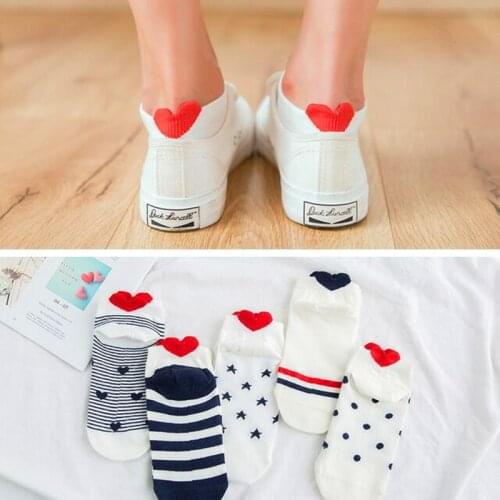 5Pairs New Arrival Women Cotton Socks Pink Cute Cat Ankle Sock Short Socks Casual Happy Animal Ear Red Heart Gril Boat Socks
