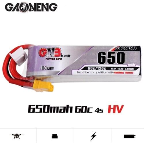 Original Gaoneng GNB HV 4S Lipo Battery 650mAh 15.2V 60C/120C With XT30 Plug For Beta85X Whoop Quadcopter FPV Racing Drone