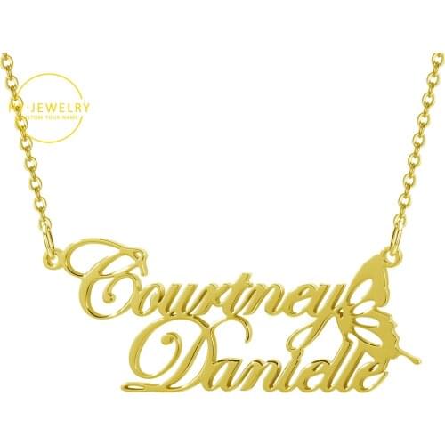 Custom Butterfly Name Necklace&Pendant Charm Stainless Steel Nameplate Necklace Personalized Letter necklace Women Gifts Jewelry