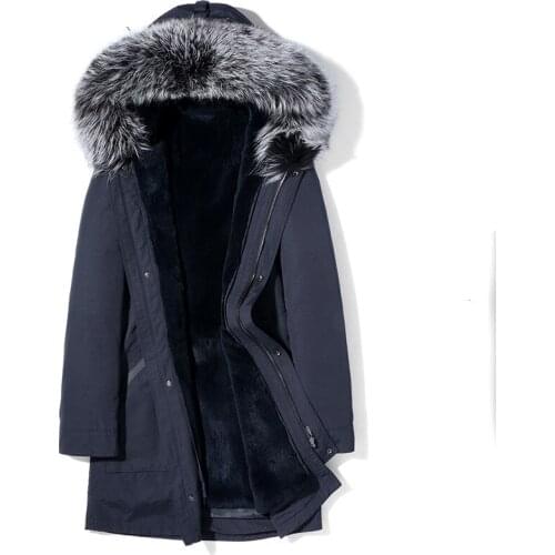 Real Fur Coat Mens Winter Jacket Natural Rabbit Fur Liner Parka Men Fox Fur Collar Warm Jackets Plus Size MG-1816007 Y1684