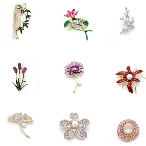 Bamboo Lavender Lotus Maple Leaf Fashion High-end Prom Wedding Brooch Gift Wholesale Brooches Jewelry
