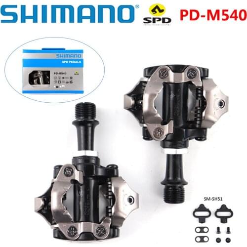 SHIMANO PD M540 SPD Pedal Chrome-Moly & Aluminum Compact MTB Bike Bicycle Cycling Self-Locking Pedal Wit SM-SH51 Cleats