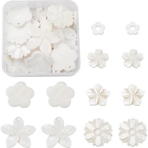 1Box Natural Freshwater Shell Flower Pendants For DIY Bracelet Necklace Dangle Earring jewelry making Decor Accessories