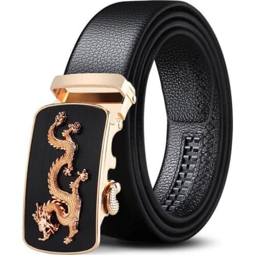 Mens Belt New Dragon Belt Men Luxury Famous Brand Waist Strap Male High Quality Genuine Leather Belts For Men Automatic Buckle
