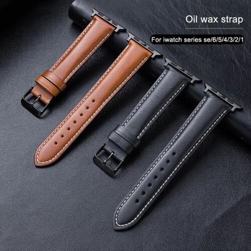 Genuine Leather strap For Apple Watch Series 6 SE 5 4 44mm 40mm Vintage cowhide for iwatch Strap 3 2 1 38mm 42mm UTHAI A68