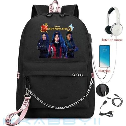 Descendants Usb Backpack Teenagers School Bag Rucksack Cacual Travel Daypacks Boys Leisure Girls Boys Capacity Backpack Mochila