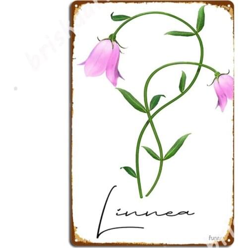 Nordic Wildflower Linnea Twinflower Pretty Pink Flowers Floral Metal Signs Cinema Kitchen Decoration Club Bar