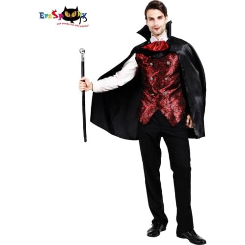 Eraspooky 2019 Mens Scary Dracula Cosplay Cape Halloween Costume for Adult Vampire Cloak Shirts Carnival Party Outfit