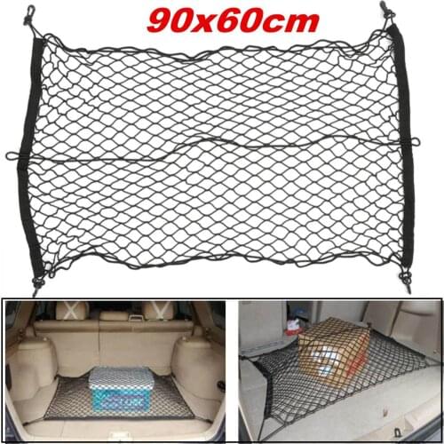 Universal Car SUV Rear Trunk Net Stretch Mesh Luggage Cargo Storage Polypropylene Stretch Mesh Black 90 x 60cm stuff for car