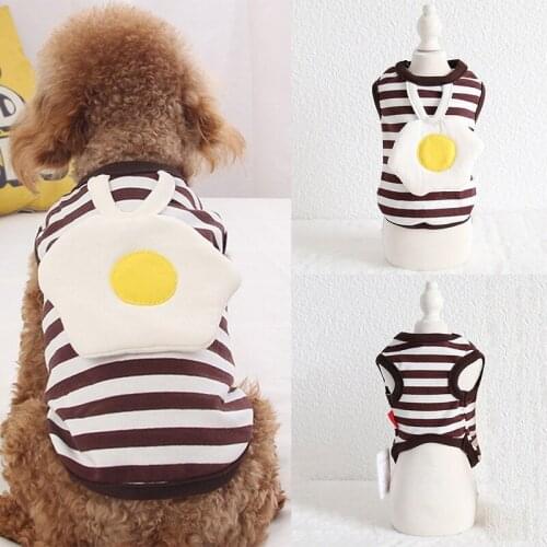 Stripe Pet Vest Breathable Summer Dog Clothes Cotton Sleeveless Fried Eggs Design Cute Puppy T-Shirt Small Dog Cat Clothing