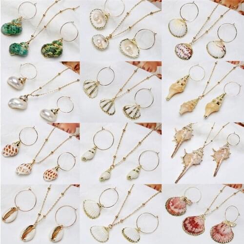 VIVILADY Natural Seashell Conch Cowrie Women Jewelry Set Unique Korea Irregular Trendy Alloy Accessories For Summer Party Bijoux