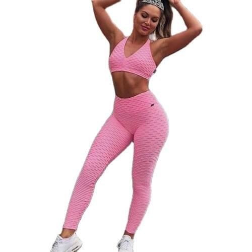 Women sports yoga Set high waist hips leggings trousers backless yoga clothes gym workout fitness set sportswear 2 pieces