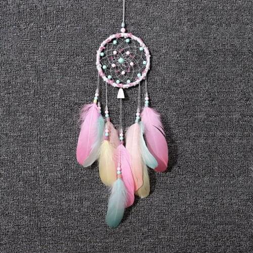 1 PC Colorful Braided Wall Dreamcatcher Handmade Beads Feathers Dreamcatcher Fairy Beads Wall Hanging Pendants Crafts