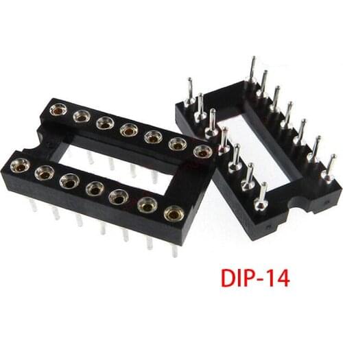 10pcs DIP-14 Round Hole 14 Pins 2.54MM DIP DIP14 IC Sockets 14 PIN 2.54 Adaptor Solder Type IC Connector