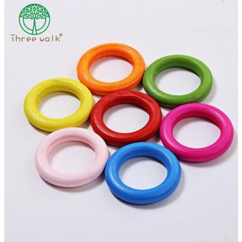 100pcs Candy Color Wooden Rings Beads DIY Bracelet Necklace Jewelry Making Factory Price