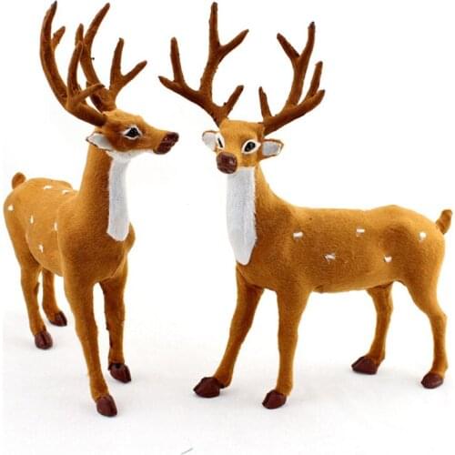16/18/23cm New Plush Christmas Deer Scene Arrangement Props Christmas Ornaments Christmas for Home New Year Birthday Gift Suppli