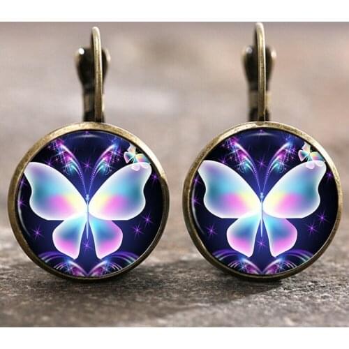 2021 Wholesale New Sun and Moon Peace Sign Night Elf Dragonfly Flamingo Time Gem Earrings for Women Girl Gift