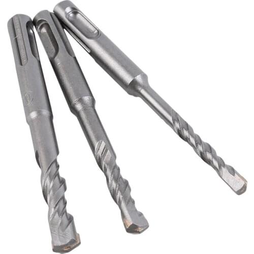 3pcs/set Round Handle Two-Pit Two-Slot Electric Hammer Drill SDS Plus Stone Concrete Wall Impact Drill Straight Shank