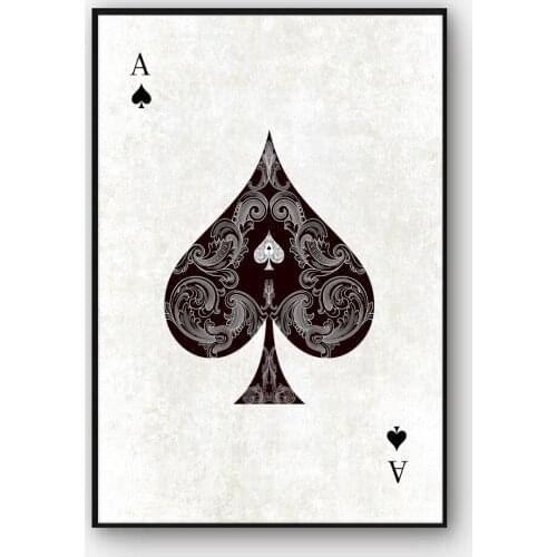 Ace Clover Diamond Heart Spades Poker Decks of Vintage Cards Art Canvas Fabric Poster Prints Home Wall Decor Painting