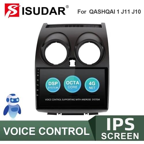ISUDAR Car V57S Voice Control Radio For Nissan Qashqai 1 J10 2006-2013 2 din Android Autoradio Multimedia GPS DVR IPS USB WIFI