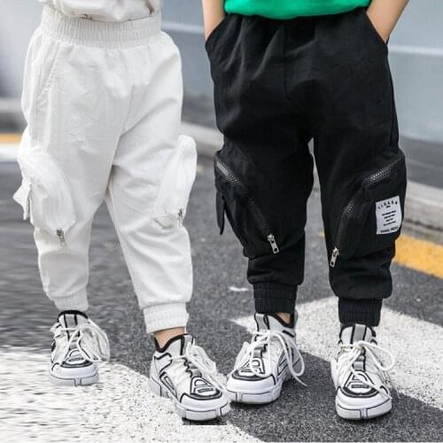 Childrens Cargo Pants Boys Tracksuit 2019 Autumn New Kids Boys Pockets Design Trousers Childrens Casaul Sport Pants Harem Pant