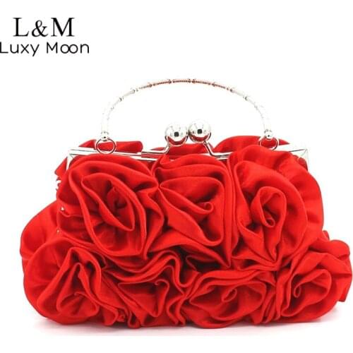 Rose Flower Clutch Wedding Handbag For Women 2021 Bridal Party Evening Bag Fashion Female Tote Bag Sac A Main De Soiree X378H