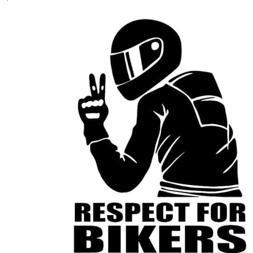 DecalsMe Respect for Bikers Car Stickers Vinyl Carbon Fiber JDM 3D Stickers on Auto Decals Motorcycle Funny Car Styling 14x19cm