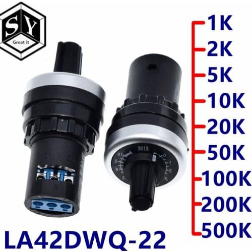 1PCS Great IT LA42DWQ-22 1K 2K 5K 10K 22mm Diameter Pots Rotary Potentiometer Converter Governor Inverter Resistance Switch