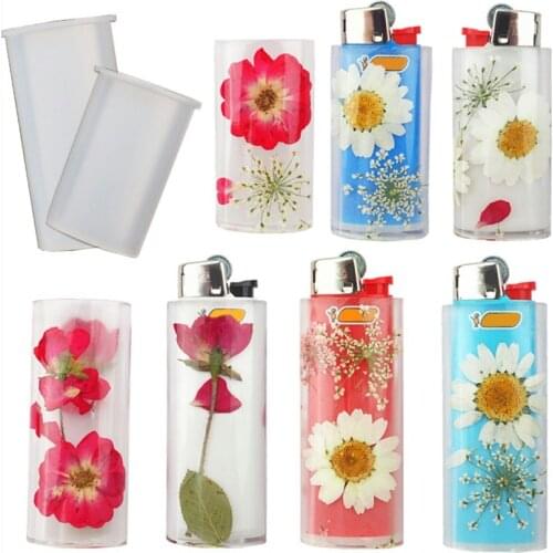 2pcs DIY Resin Crystal Epoxy Silicone Mold for Bic J5/J3 Cigarette Lighter Protector UV Mould for Making Cigaret Lighter Cover