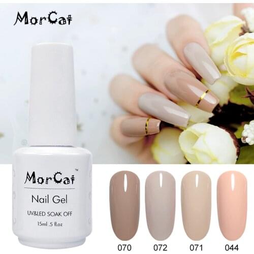 MorCat Nude Gel Nail Polish 15ml UV Nail Gel Polish Soak Off Beige Color Coat Nail Art Vernis Semi Permanant UV Gel Varnish
