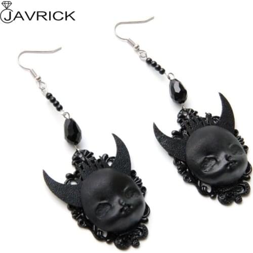 Gothic Lolita Black Earrings Devil Death Witch Drop Earrings Halloween Jewelry
