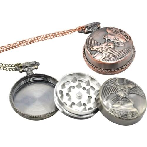 Smoke grinder new style personalized metal pocket watch Eagle 40mm 3-layer Pocket watch smoke grinder Item chopper