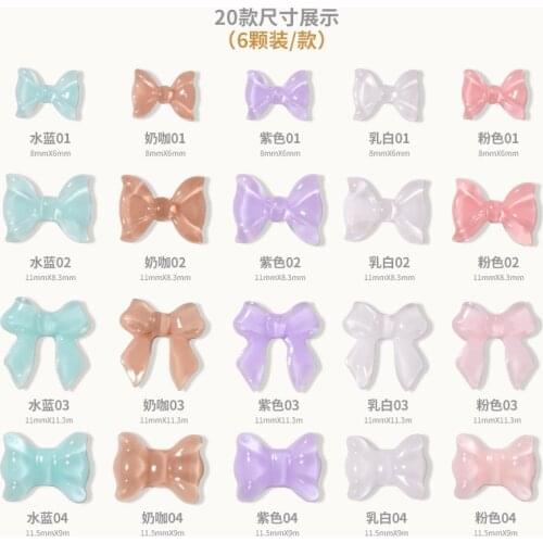 Candy Color Nail Rhinestones Female DIY Nail Art Charms Bow Shape Soft Bendable Jelly Fudge Design 3D Nail Jewelry