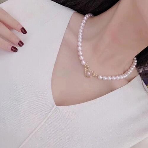 Freshwater Pearl 8-9mm round Necklace earrings 43cm wholesale for women xmas gift