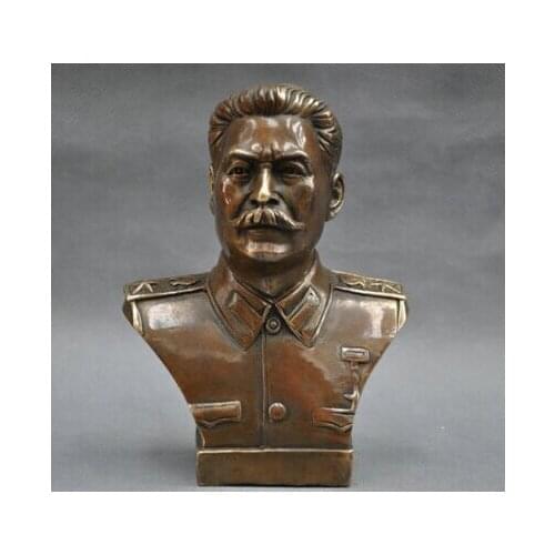Copper Brass CHINESE crafts Asian 6" Elaborate Russian Leader Joseph Stalin Bust Bronze Statue sculpture