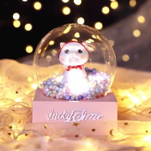 Lovely Cartoon Cats Nightlights Creative Vine Ball Resin Crafts Cat Star Lights Bedroom Bedside Table Lamp Kids Gifts Home Decor