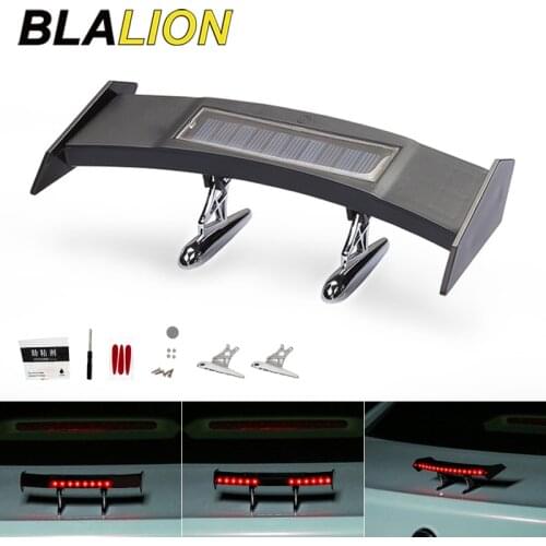 Mini Solar Car Rear Spoiler Light 12V Flashing Warning Light Adjustable 16 LED Multi-mode Car Tail Lights Universal LED Spoilers