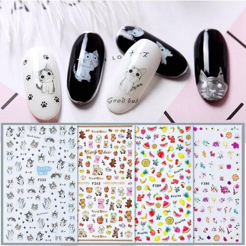 Cartoon fruit flower designs adhesive nail sticker decals personalities nail art decorations stickers nails sticker art