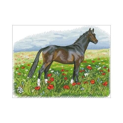 Four Seasons Horse-Spring Needlework,For Embroidery,DIY 14CT Unprinted Arts Cross stitch kits Set Cross-Stitching Home Decor