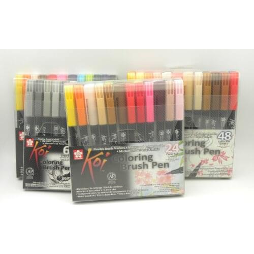 Sakura Koi Coloring Brush Pen Set Water Based Ink Watercolor Pens Blendable Transparent Color